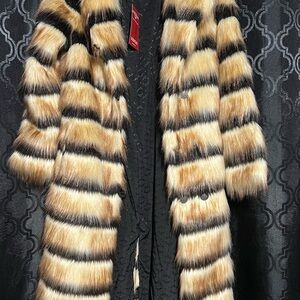 Spirithoods Long Faux Fur Coat- Gazelle